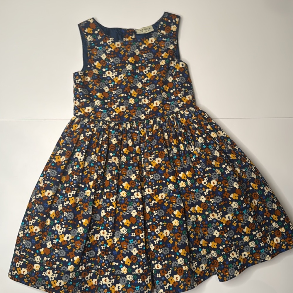 Next Blue Floral Pleated A-Line dress NWOT